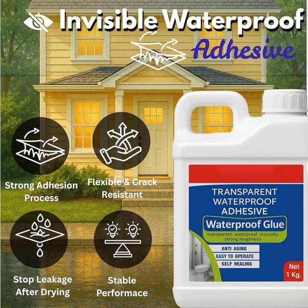 DHRUVIKA ENTERPRISE 1Kg Transparent Waterproofing Glue with Brush for Roof Leakage Epoxy Floor Coating Paint