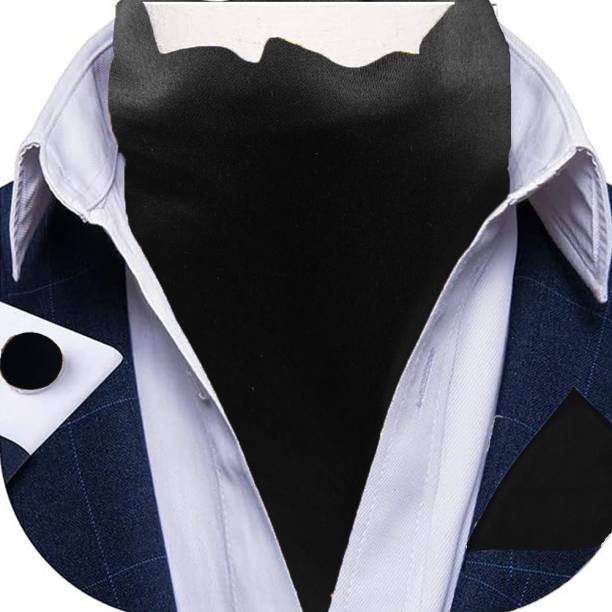 UTF Ascot Ties for Men Cravat Tie and Pocket Square with cufflinks Set Ascot Scarf Cravat