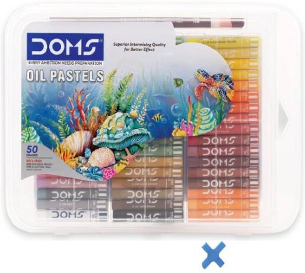 DOMS OIL PASTELS | 50 SHADES | WITH 1 PENCIL & SCRAPPING TOOL