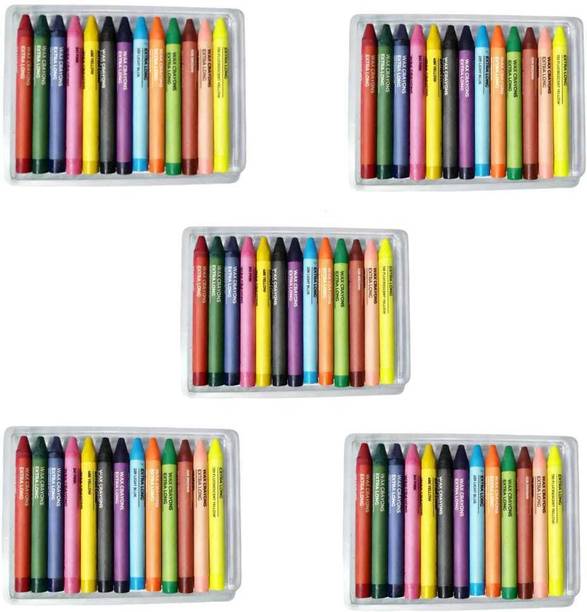 VUVAIL Wax Crayons Extra Long 13 Shades Pack Of 5(65 Pcs) Bright| School Art Project