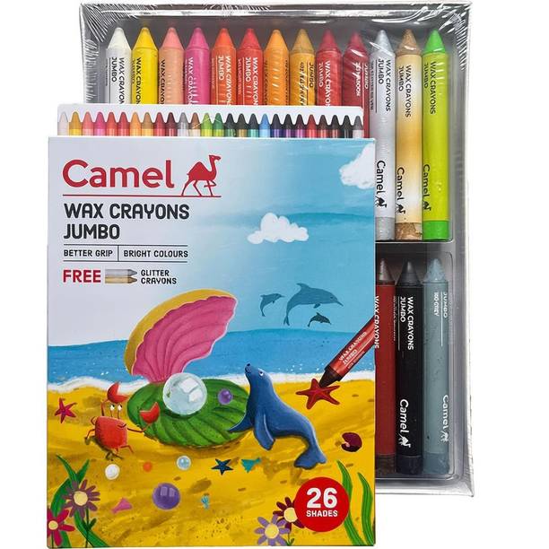 Neya Nest Camel Jumbo Wax Crayons 26 shades.