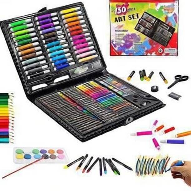 Nishoya 150 Pieces Drawing Kit Includes Crayons, Oil Pastels Colored Pencils For Kids