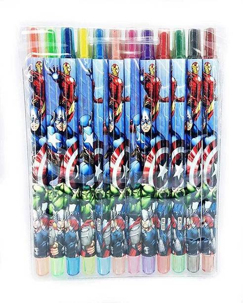 Poohan AVENGERS Rolling Crayons for Kids Birthday Return Gift Pack of 12 Random Colour