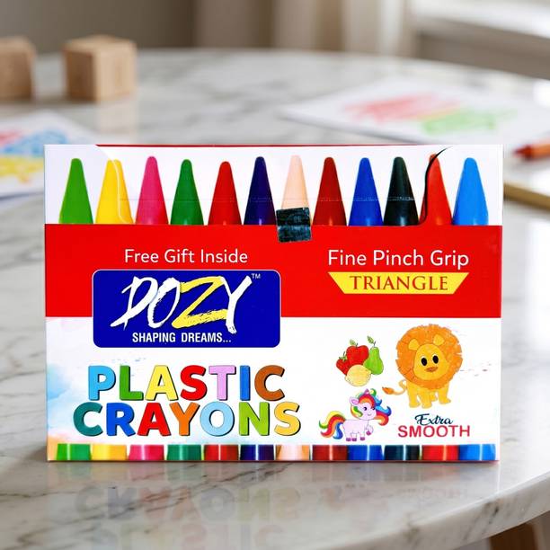 Dozy Triangle Plastic Crayons: Extra Smooth, Fine Pinch Grip for Kids.