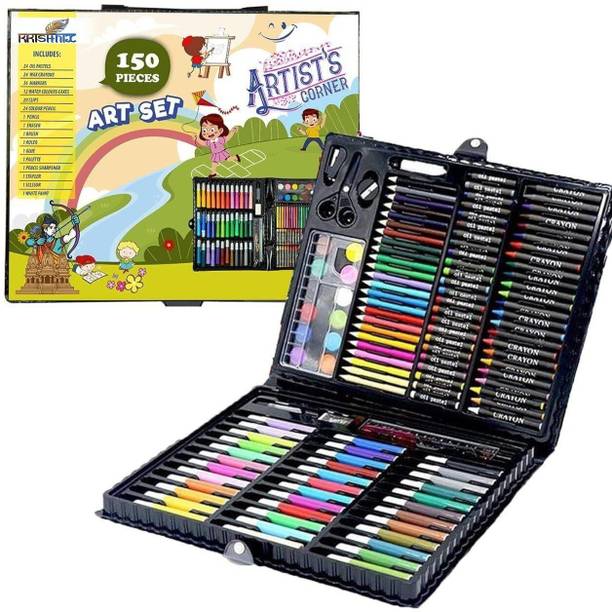 KRISHNIX 150 Pieces Drawing Kit Includes Crayons, Oil Pastels Colored Pencils For Kids