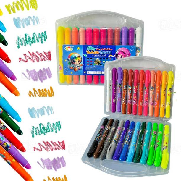 Cots and Cuddles 24 Colors Silky Washable Crayons for Kids