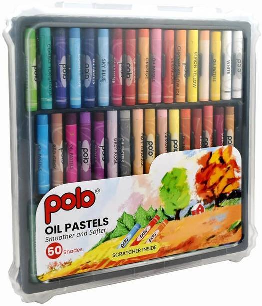 polo colours Oil Pastel 50 shades with Plastic Box