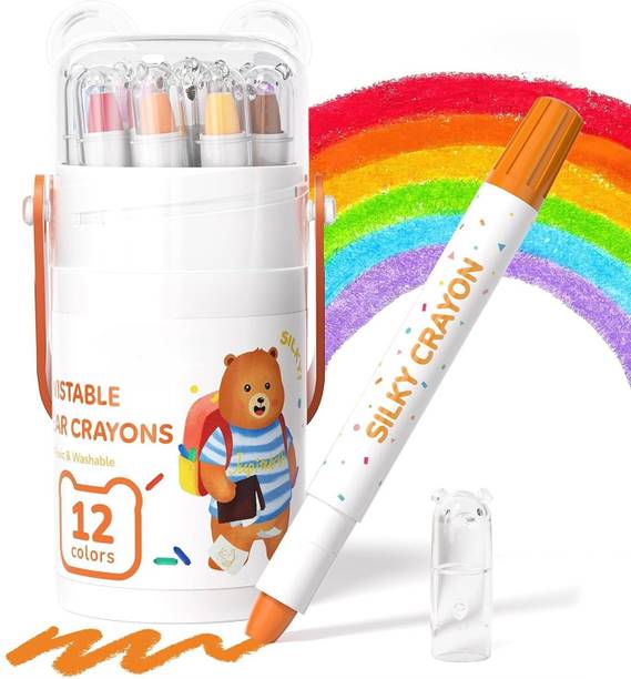 Jaravik 12 Color Twist Crayons for Toddlers 1-3 and Kids 4-8,Washable Crayons