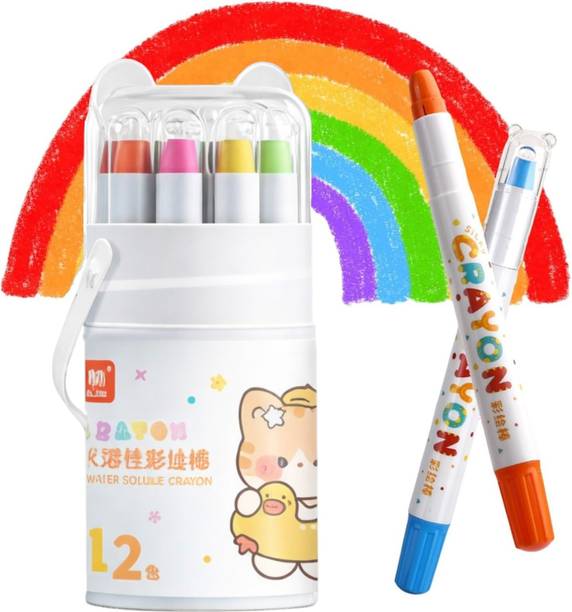 VENEXA 12 Colours Washable Twist Crayons - Soft Water Soluble Oil Pastels