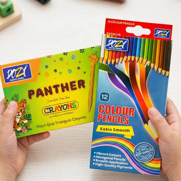 Dozy Panther Crayons & Colour Pencils Combo Pack
