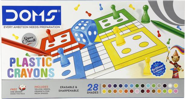 DOMS Non-Toxic 28 Shades Super Smooth Plastic Crayons