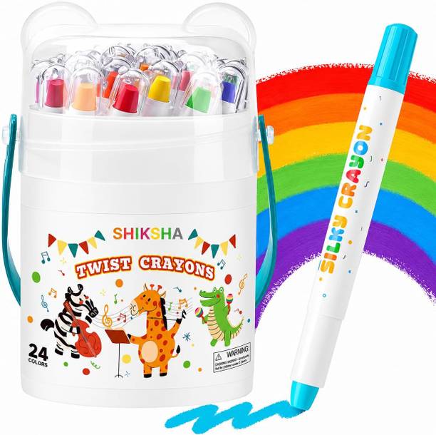 kenvora 24 Colors Washable Crayons for Kids – Non Toxic Water Soluble Twistable Crayon