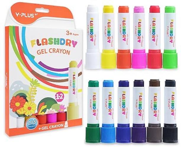YPLUS Flashdry Gel Crayon Set of 12