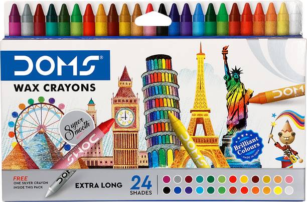 DOMS Long Wax Crayons 24 Shades