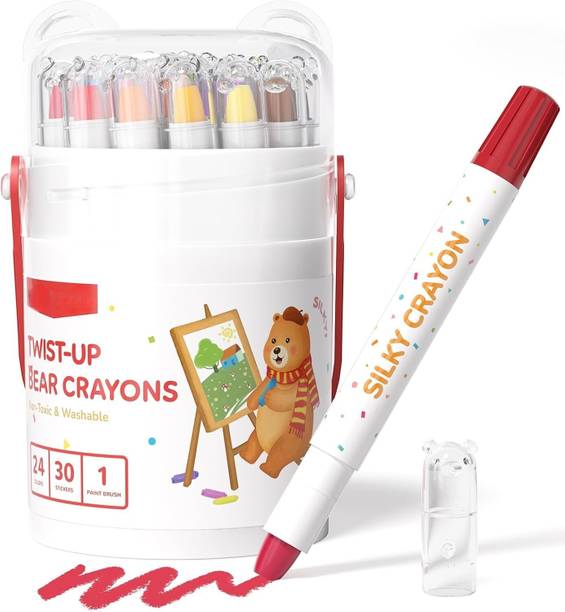MCFIY 24 PCS Silky Crayons, Twist Gel Crayons, 24 Color Twistable Crayon Bulk