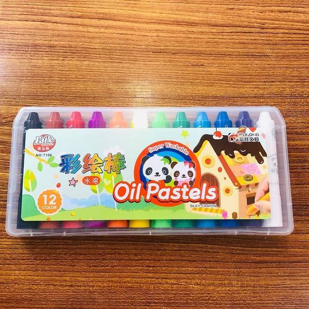 Barbarik Oil Pastel Silky Crayon Oil Painting Sticks Color Crayons for Kids (Pack of 12)
