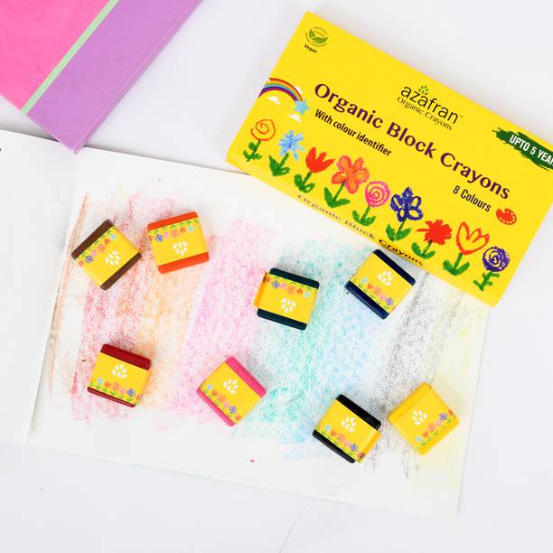 Azafran Organics Block multicolor Crayons (8 Colors)