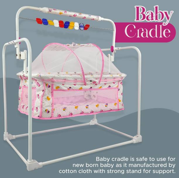 NHR New Born Baby Cradle, 0 to 18 Months, Baby Jhula with Mattress &amp; Mosquito Net