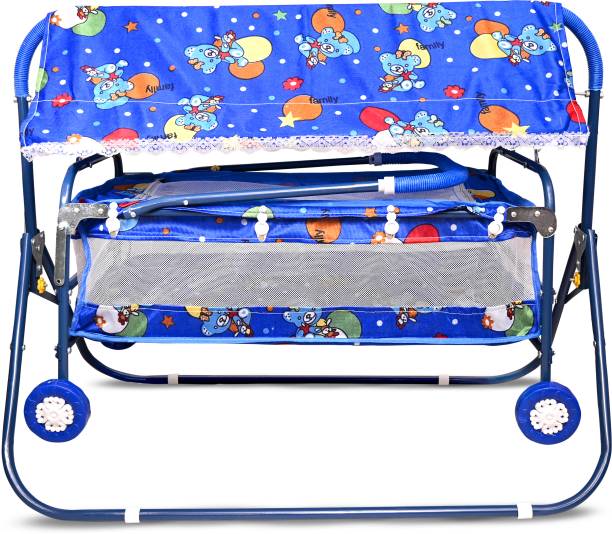STEELOART New Born Baby Swing Foldable cradle Palna Jhula For (0-6 months)(Blue)