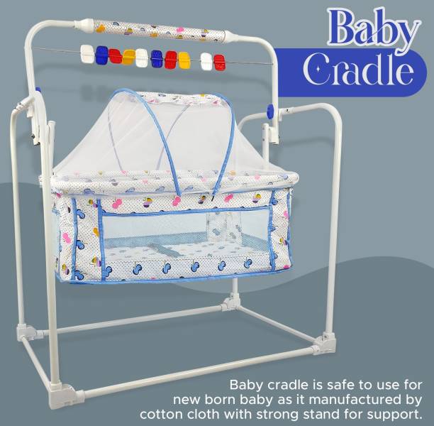 NHR New Born Baby Cradle, 0 to 18 Months, Baby Jhula with Mattress &amp; Mosquito Net