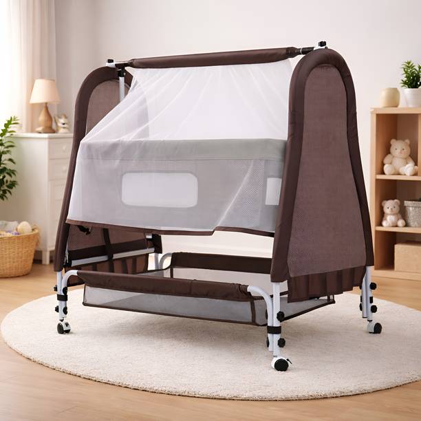 Pandaoriginals JUMBO Best Premium Quality PRAM|Baby Jhula with Mosquito Net|Swing Lock Function Pram