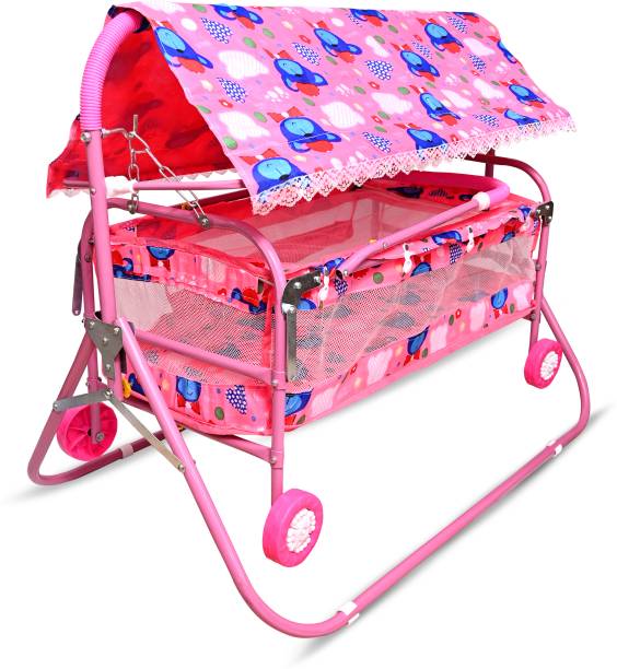 STEELOART New Baby Cradle For New Born Baby With Heavy Body Frame & mosquito Net
