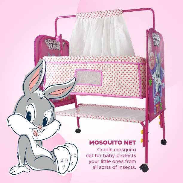 NHR Baby Swing Cradle with Mattress, Pillow, &amp; Mosquito Net- Jhula, Crib, Bassinet