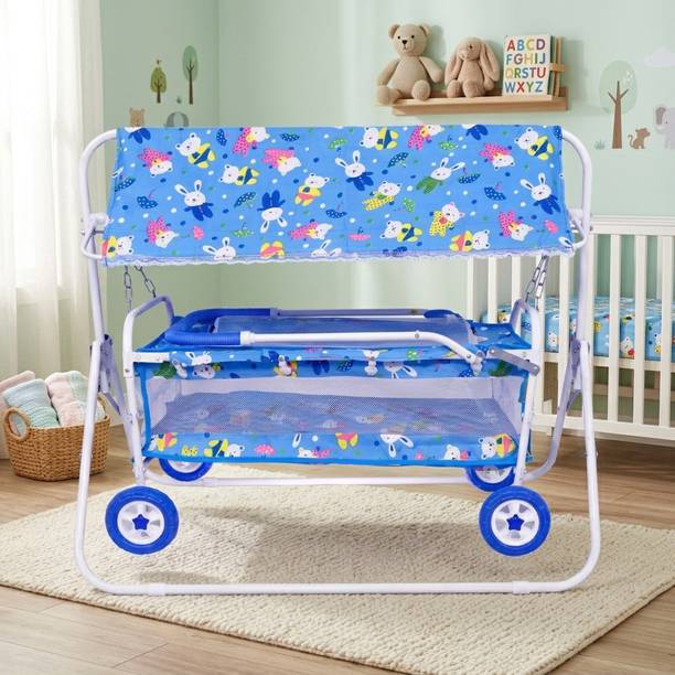 Avani MetroBuzz Baby Crib Cradle Bassinet Palna Jhula For 0 to 18 Months Baby Blue