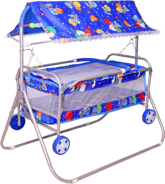 S.S Steelo Art -Baby Cradle Stroller Blue Bassinet For Baby Boys & Girls (Blue)