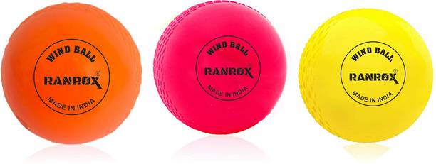 RANROX Cricket Wind Ball (Pack of 3) - Made in India Smooth Cricket Synthetic Ball Standard Bail