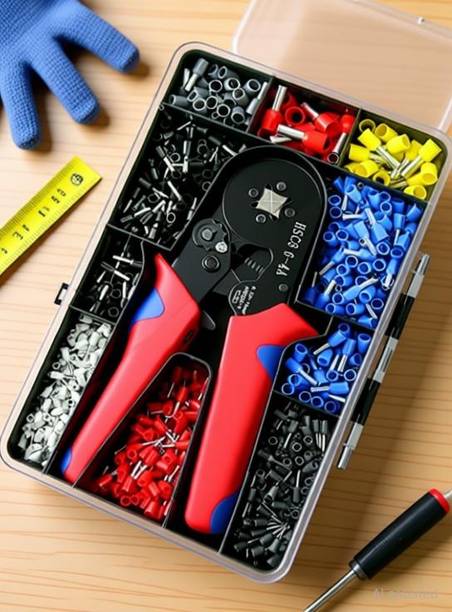 PKT HSC8 6-4A 0.25-10mm2 ELECTRIC TOOLS Set Cord End Crimpar 1200 Ferrule 6-4 Wire Terminal Crimping Tool Plier Kit Manual Crimper