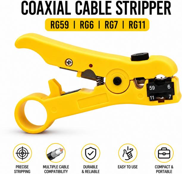 PAC RG59 RG6 RG7/RG11 Coaxial Cable Stripper CCTV & Broadband Cable Cutter Tool Manual Crimper