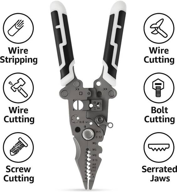 Mozarto Multifunction Stainless Steel Wire Crimping Tool/Foldable Wire Stripper /Multifunction Stainless Steel Wire Crimping Tool & Wiring Tools(All in 1) Wire Cutter