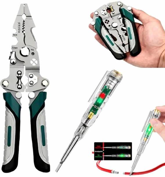 INDIWARRIOR Wire Cutter 18-in-1 Multifunction Foldable Plier with Electric Tester Pen Digital Voltage Tester