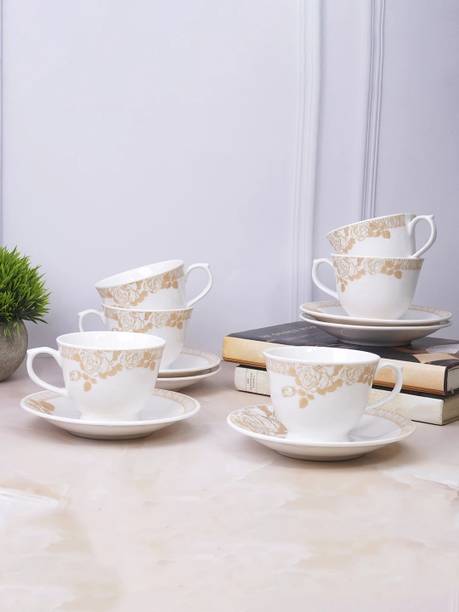 U.P.C. Pack of 12 Ceramic Cup Set or Cup Plate Tea Set, Cup Saurce Set