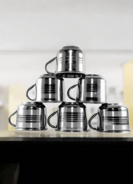 Bluenin Pack of 6 Steel Steel Cup Set 6Pc