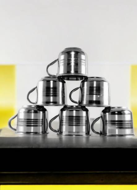 Bluenin Pack of 6 Steel Steel Cup Set 6Pc