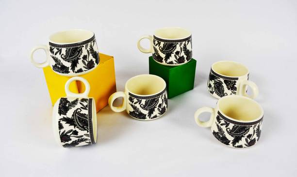 Renhomz Pack of 6 Ceramic Tea Cups Set of 6,Capacity - 150 ml (Multi Traditional)