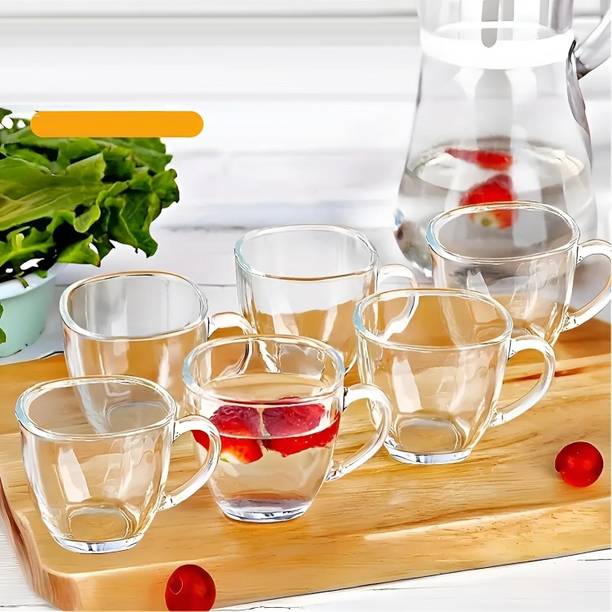 SIPFETCH Pack of 6 Glass Glass Tea Coffee Mug Set 140 ml