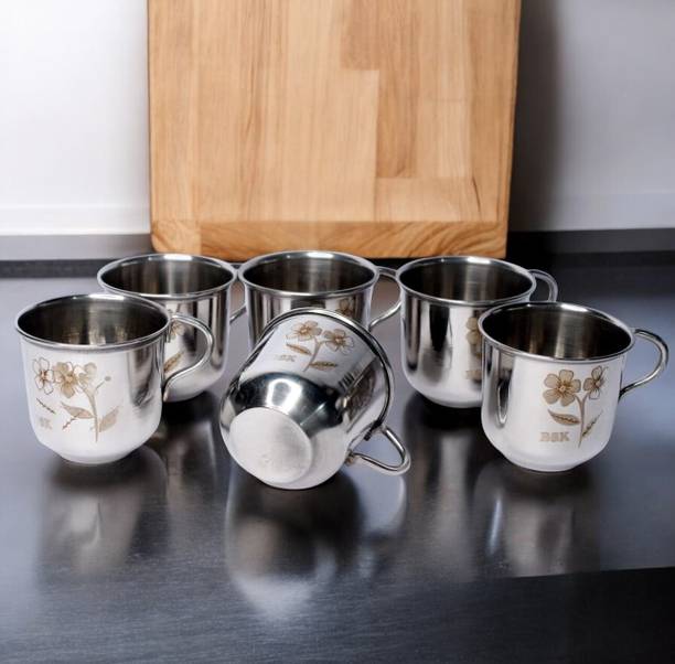 Bluenin Pack of 6 Steel Steel Cup Set 6Pc
