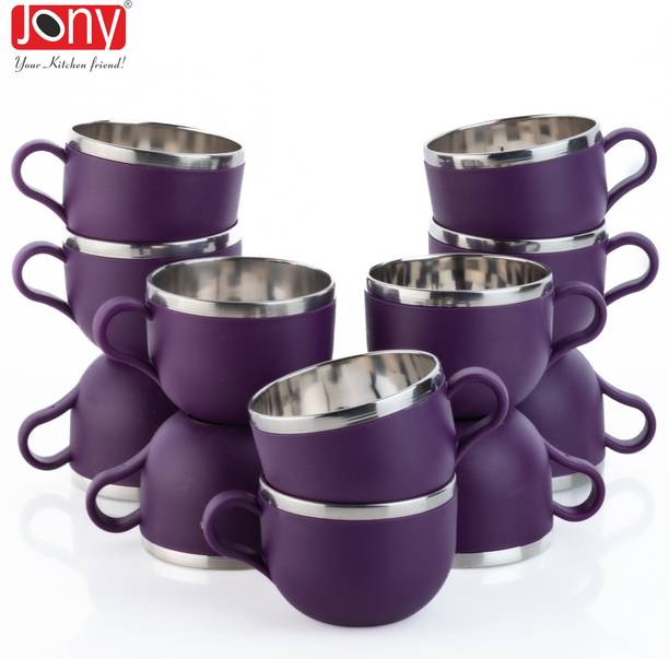 Jony Pack of 12 Plastic, Steel Premium Quality Chai, Tea & Coffee Cup Set - Elegant & Durable for Daily Use