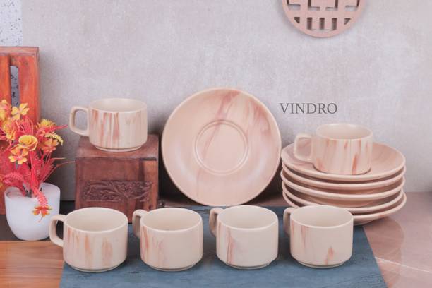 विन्द्रो Pack of 12 Ceramic Premium Cup and saucer's सिरेमिक
