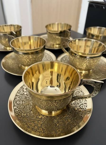 DANKY Brass Premium Brass Cup Set – 6 Pcs | Ideal for Gifting & Daily Use