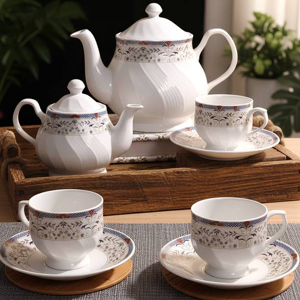 UPC Pack of 15 Ceramic Cup Set With Saucer, Tea Cups Or Cup Plate Tea Set, Tea Set With kettle.