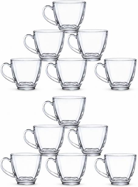 V Bright Pack of 12 Glass Pack of 12 Transparent Glass Tea & Coffee Cups 170ml