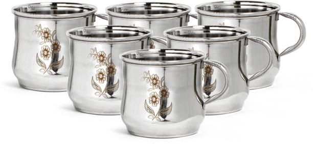 Q4S Cup for chai coffee Gloss Shine flower design cup 160ml स्टेनलेस स्टील