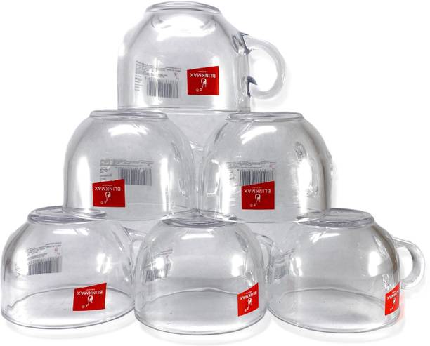 इलेवन BLINKMAX Transparent Tea Cup Coffee Cup Set of 6 Made of Glass 150 ml Pack of 6 काँच