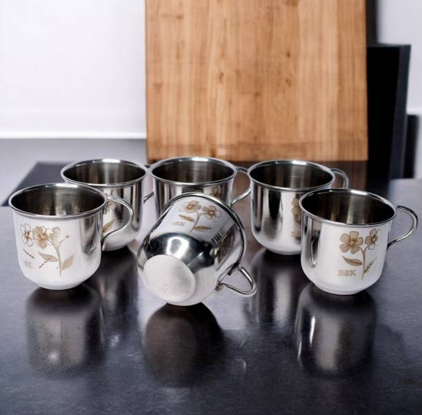 Bluenin Pack of 6 Steel Steel Cup Set 6Pc