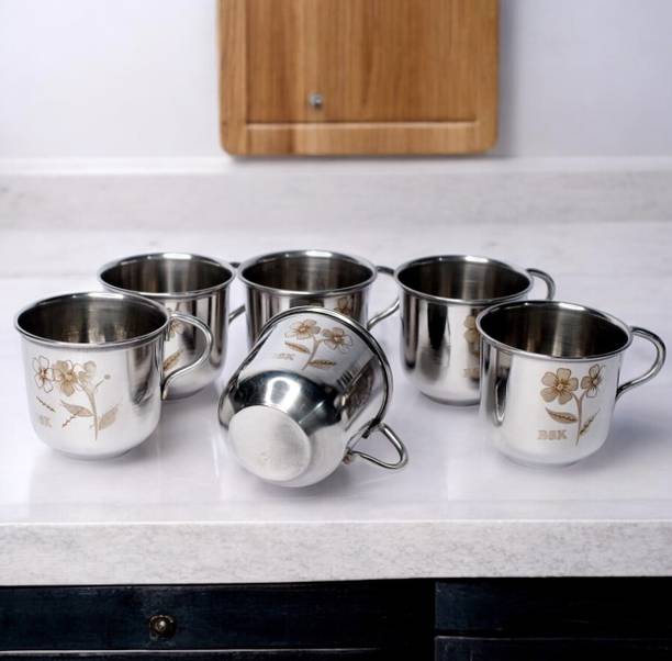 Bluenin Pack of 1 Steel Steel Cup Set 6Pc