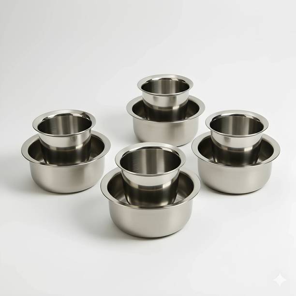 GALOOF Pack of 4 Stainless Steel Stainless Steel Coffee Dabara Set South Indian Filter Coffee Serving Ware